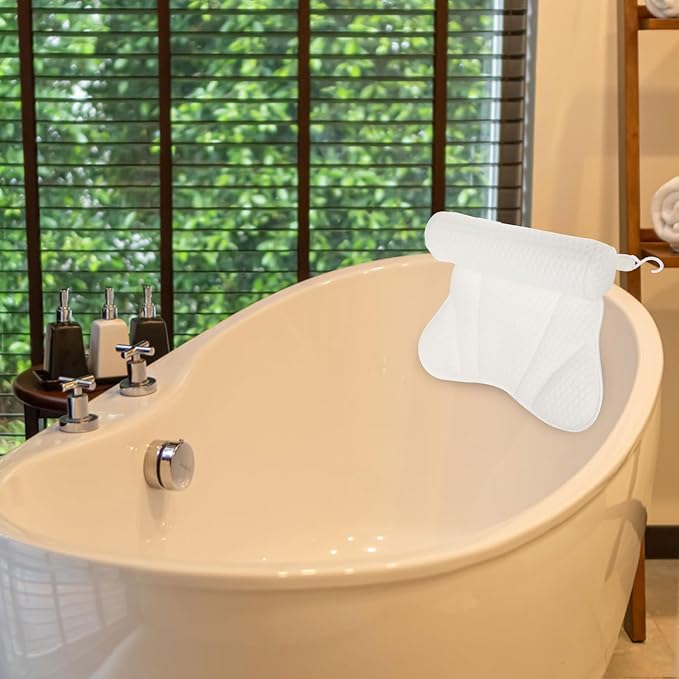 SOIMISS Bath Pillow for Tub with Suction Cups, Ergonomic Breathable Mesh Bath Cushion for Spa Relaxation and Neck Support, 1pcs Washable Bathroom Supply for Home Bathing