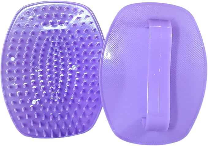 Detangler Hair Brush with Firm Bristles (4×3 in) – Dry & Wet Shampoo and Conditioner Scalp Massager for Deep Cleansing, Exfoliating & Dandruff Control. Multi-Use for Hair, Beard & Scalp (2PC,Purple)