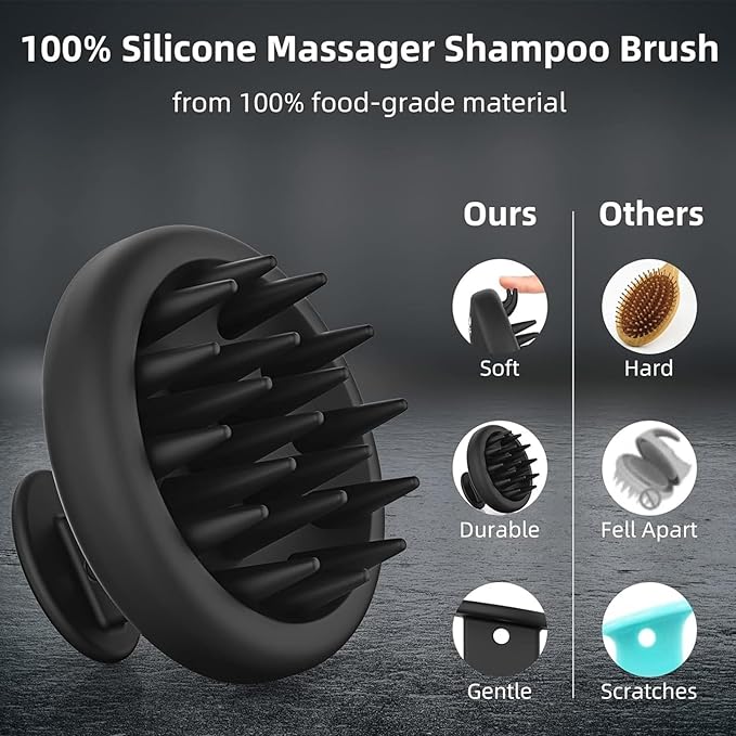 MZEL Silicone Scalp Massager Shampoo Brush for Hair Growth, Beard Brush for Men, Face & Beard Scrubber Exfoliator, Wet Dry Shower Head Scalp Massager for Exfoliating Dandruff, Gifts for Him Father
