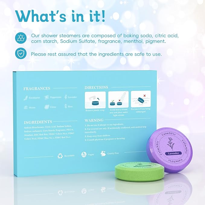 12 Pack Shower Steamers Aromatherapy, Stocking Stuffers for Women Men, Birthday Gifts for Her, Christmas White Elephant Gifts for Mom Adults Teen, Relaxation Self Care Natural Essential Oil