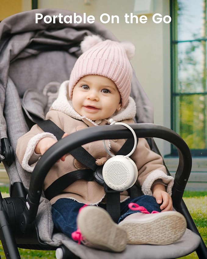 Glocusent 3-in-1 Portable Baby Sound Machine, White Noise Machine for Sleeping, Night Light & Phone Connected Speaker 34 Sounds Timing Function 1000mAh Large Battery Designed for Travel