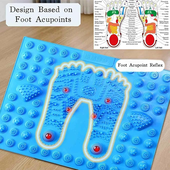 Acupressure Foot Massage Mat with 6 Magnetic Beads, Reflexology Pressure Relief Pad, Thickened Magnetic Therapy Mats for Home and Office Use