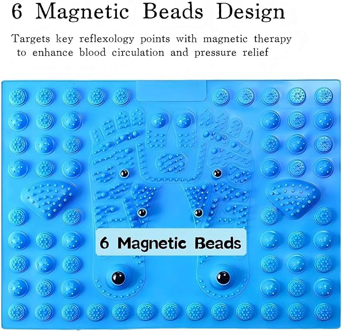 Acupressure Foot Massage Mat with 6 Magnetic Beads, Reflexology Pressure Relief Pad, Thickened Magnetic Therapy Mats for Home and Office Use