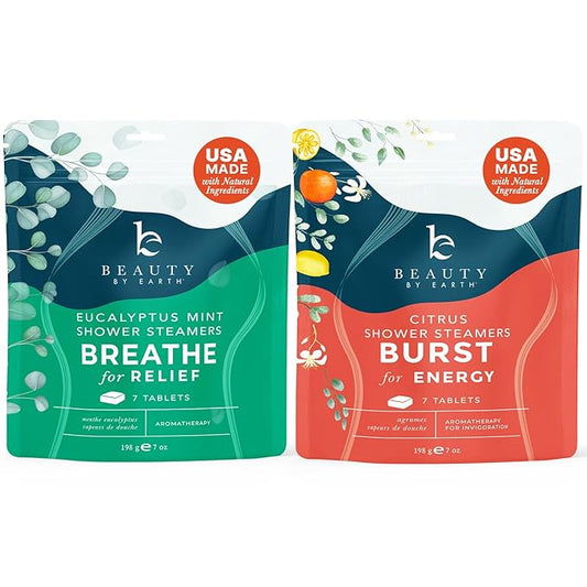 Shower Steamers Aromatherapy - USA Made with Natural Ingredients, Citrus and Eucalyptus Shower Bombs with Essential Oil, Self Care Gifts for Women & Men