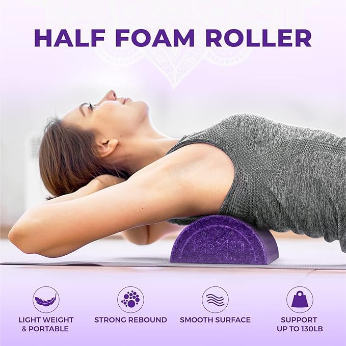Yes4All High-Density EPP Half Round Back Roller Foam, Exercise Foam Roller for Yoga, Pilates & Stretching - 12, 18, 24, 36 inch
