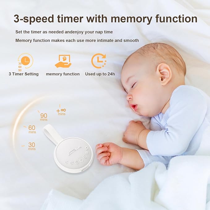White Noise Machine for Sleeping Adults & Baby, Portable Sound Machine with 24 Soothing Sounds, Bluetooth 5.1, Battery Powered, 3 Timer Settings, Memory Function for Trave, Office (White)-15Pack