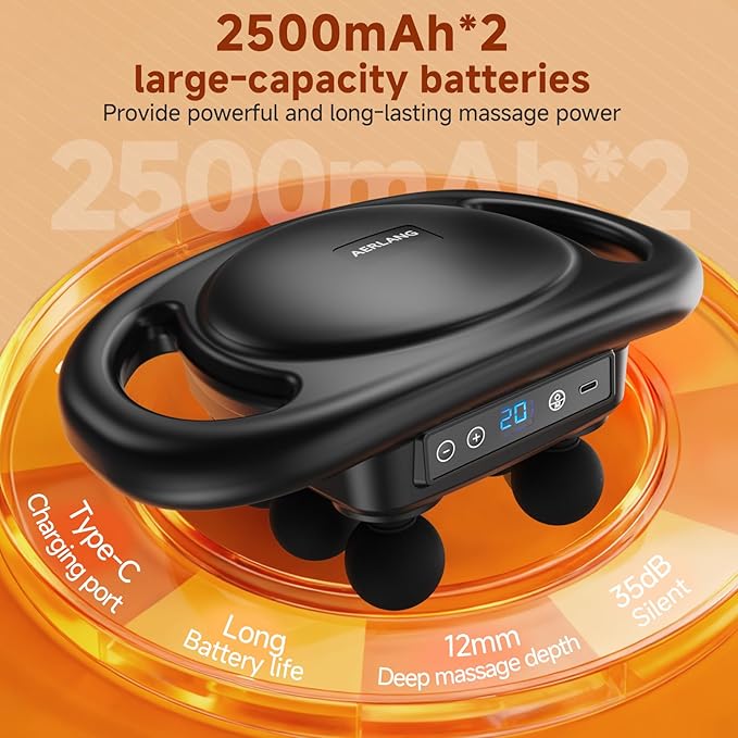 AERLANG Massage Gun Deep Tissue Muscle Massager,Back Massager for Pain Relief,Percussion Multi-Head Massage Gun Tool Handheld Messager with 9 Levels & 4 Modes Gifts for him her Dad mom