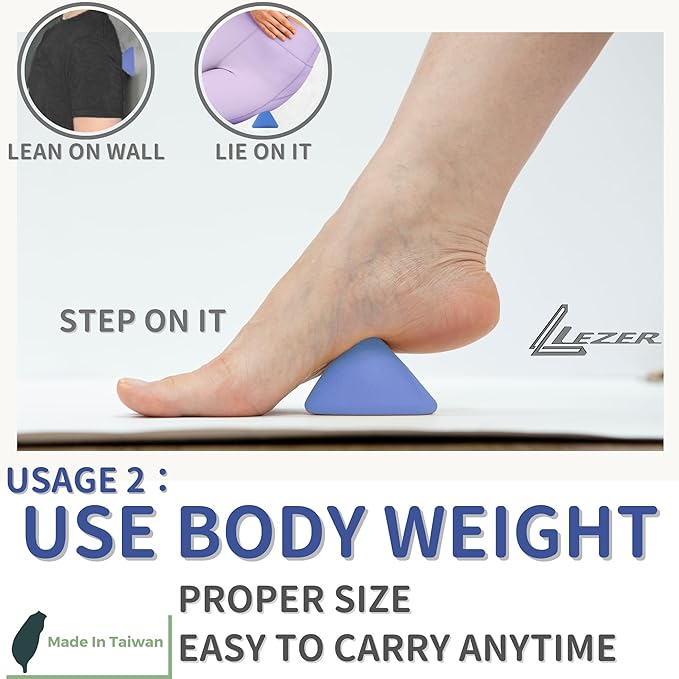 LEZER Trigger Massage Point, Manual Massage Ball, Muscle Knots Relief Tool, Myofascial Release, Physical Therapy, Deep Tissue Back Massage, Plantar Fasciitis, 2.9 in x 2.1 in (Blue)