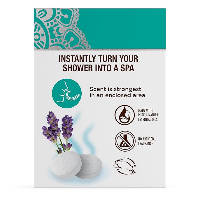 GuruNanda Lavender Vapor Shower Tablets, Clean-Dissolving Aromatherapy Shower Steamers with Lavender & Menthol, Soothes & Promotes Relaxation, Ideal for Gifting, 15 Count