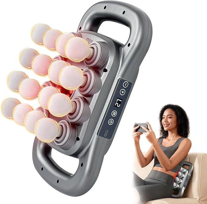 16-Head Deep Tissue Massage Gun 2026, Portable Handheld Back Massager, 9 Modes & 9 Intensity Levels Electric Percussion Muscle Body Massager for Neck and Shoulder Pain Relief, Gifts for Men & Women