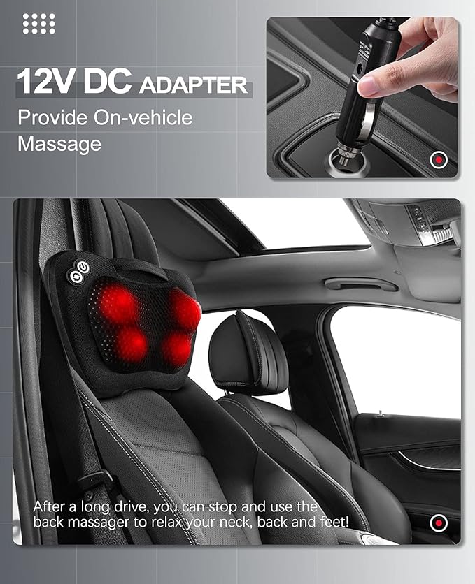 VIKTOR JURGEN Back Massager Neck Massager with Heat, Massage Pillow Gifts for Mothers Day & Fathers Day, Electric Shiatsu Shoulder Massager, Deep Kneading Massager for Back Pain, Neck Pain