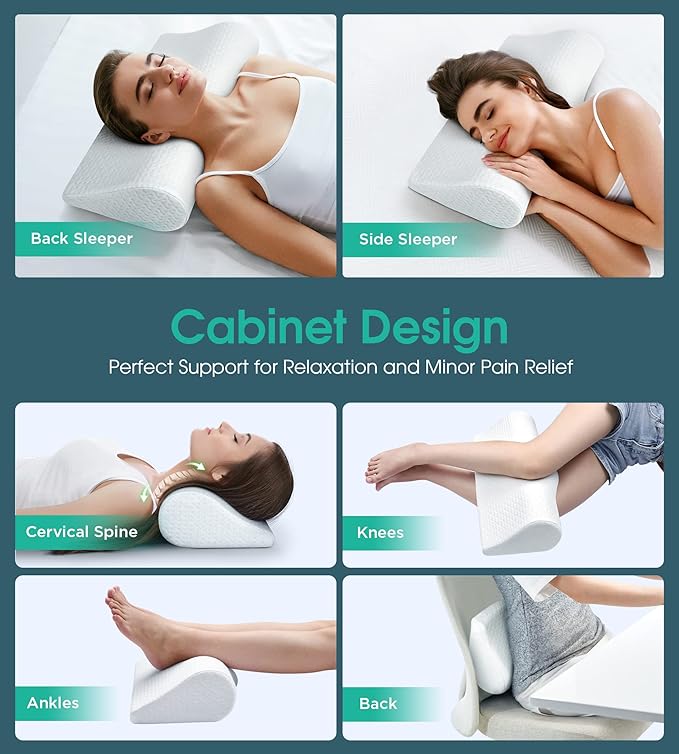 Demelon Cervical Neck Pillows for Pain Relief Sleeping, High-Density Memory Foam Pillow Neck for Bolster Support and Shoulder Relaxer, Decompression Devices Orthopedic Roll Pillow for Bed Office