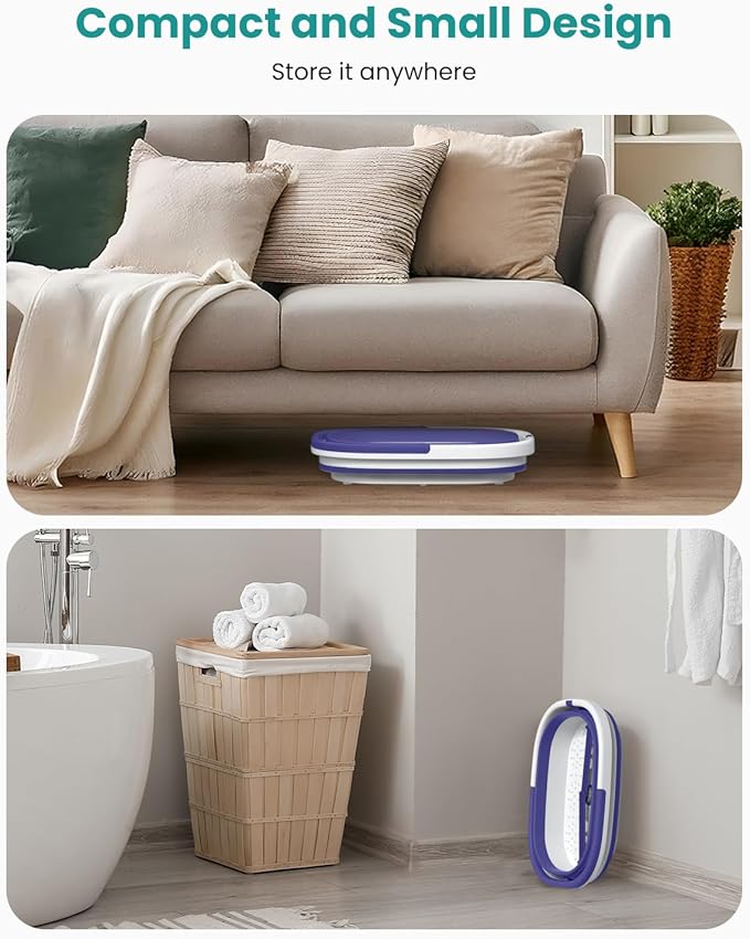 Nekteck Foot Soaking Tub Collapsible Bucket for Foot Bath Soak Tub, Feet Basin Soaker with 138 Acupressure Nodes and Pumice Stone for Feet Health Foot Spa, Gifts for Men Women Dad Mom, Purple