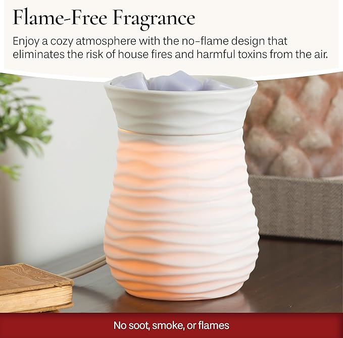 Candle Warmers ETC. Illumination Fragrance Warmer- Light-Up Warmer for Warming Scented Candle Wax Melts and Tarts or to Freshen Room, White Harmony