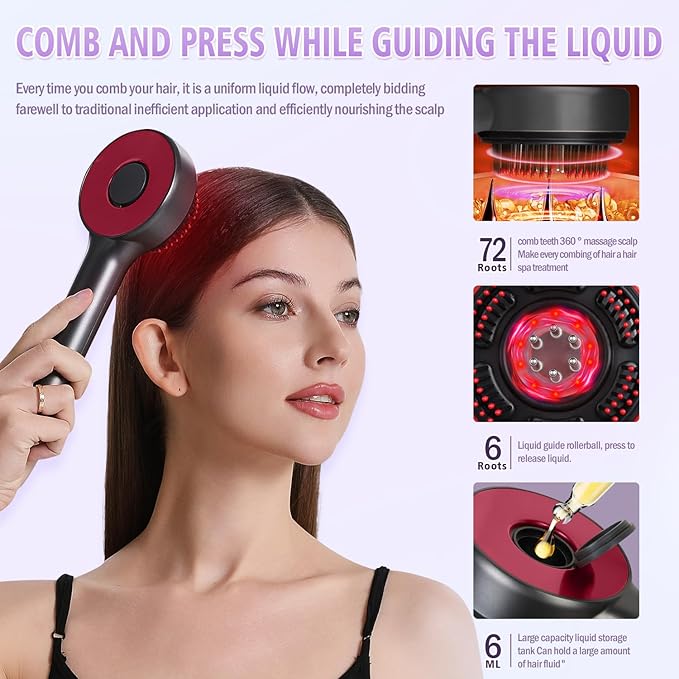 Electric Scalp Massager, 3-in-1 Hair Oil Applicator & Cordless Electric Head Massager, IPX7 Waterproof, Portable Scalp Brush for Home & Travel, Grey