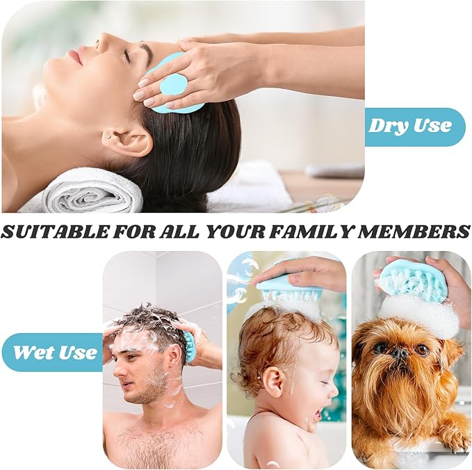 URTHEONE Scalp Massager Shampoo Brush for Hair Growth,Soft Silicone Scalp Scrubber Shower Brush for Women Men Kids Stress Relax&Scalp Exfoliator,Scalp Scrubber for Dandruff Removal (Cyan)