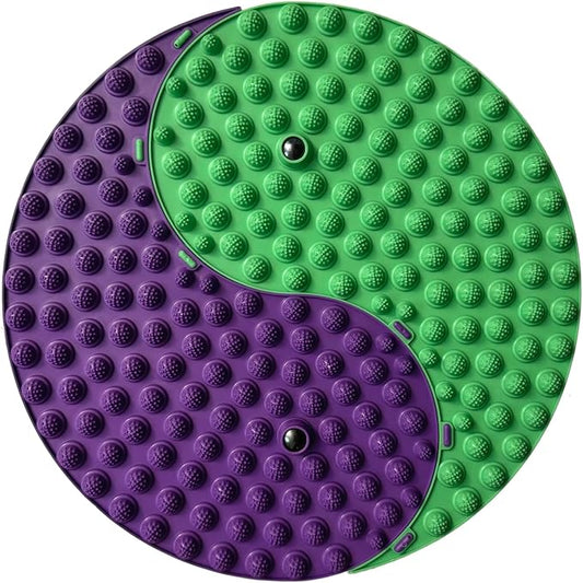 Foot Massager Mat, Yinyang Balance Tai ji Bagua Pattern with Magnetic Therapy, Acupressure Reflexology Mat for Daily Foot Relaxation and Pain Relief, Purple and Green
