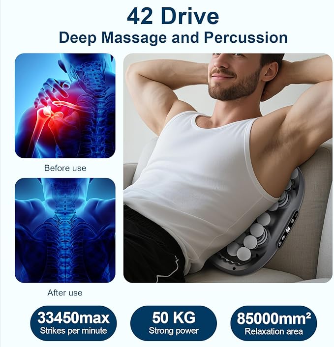 IeBilif Massage Gun, 42 Head Foot Back Neck Shoulder Massager with 9 Adjustable Multi-Modes & Intensities, Fascia Gun for Athletes, Birthday Gifts for Men