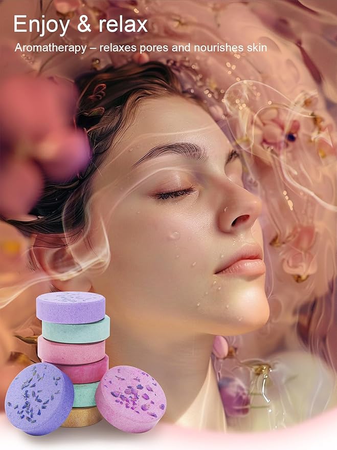 Shower Steamers Aromatherapy Stocking Stuffers 8 Scents, Christmas Gifts for Women Elegant Packaging Birthdays Gifts for Mom, Natural Essential Oil Home Spa Self Care & Relaxing Fruit