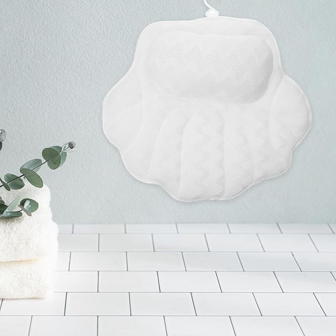 TEHAUX Bathtub Pillow with Suction Cups Non-Slip Bath Tub Head Pillow for Neck and Back Support for Relaxing Soak