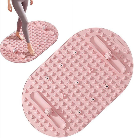 Foot Massage Mat with Two Massage Balls, Silicone Foot Pressure Point Massager Mat, Portable Feet Acupressure Pressure Point Pad Tool for Home Gym Office Travel (Pink 1set)