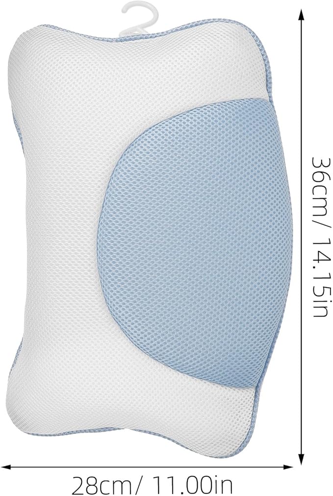 Bath Pillow for Tub with 4 Suction Cups, 3D Mesh Bathroom Pillow, Non-Slip Washable Spa Head and Neck Rest for Bathtub Relaxation