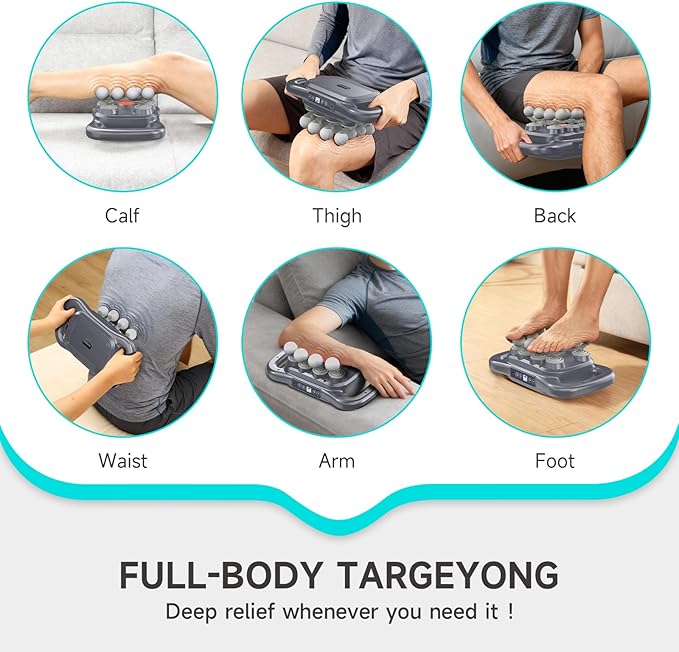 16-Head Massage Gun, Deep Tissue Massager with 9 Modes & Levels, Quiet Muscle Massage Gun for Back, Shoulders, Legs, Foot, Body Muscle Pain Relief, Dark Grey