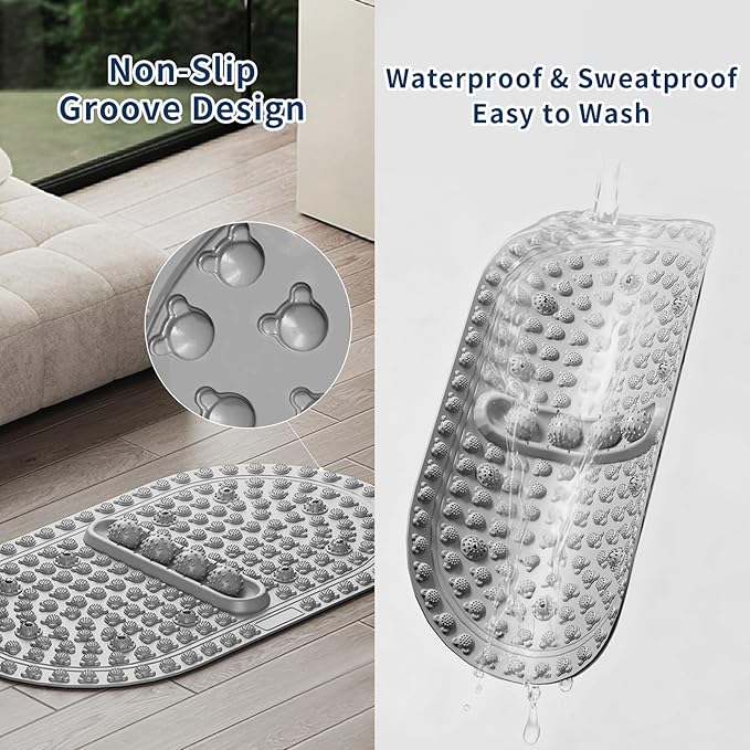 Extra-Large Acupressure Foot Massage Mat 27 Inches, Silicone Foot Pressure Point Pad with 2 Massage Balls, Foot Reflexology Mat with Magnetic Therapy for Stress Relief, Home & Gym Use (Gray)