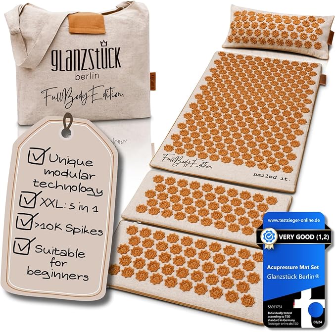 Glanzstück Berlin® Health Collection XXL Acupressure Mat Set for Full Body for Tension Headaches Back Pain Stress
