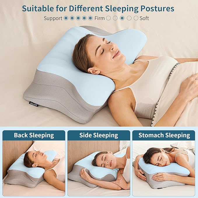 Cervical Neck Pillow for Pain Relief - Ergonomic Memory Foam Pillows for Sleeping, Cooling Side Sleeper Pillow for Neck Support, Contour Orthopedic Bed Pillow for Sleepers