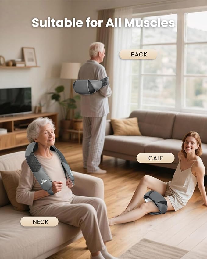 COMFIER Cordless Neck Massager with Heat, Back Massager for Pain Relief deep Tissue, 3D Shiatsu Neck Shoulder Massage with Carry Bag, White Elephant Gift for Adult