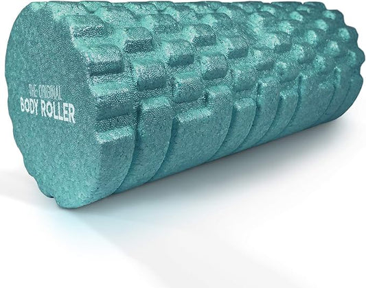High Density Foam Roller Massager for Deep Tissue Massage of The Back and Leg Muscles - Self Myofascial Release of Painful Trigger Point Muscle Adhesions - 13" Turquoise