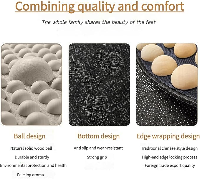 LIYAOLI Wood Foot Massager Mat - Portable Acupressure Pad for Pain Relief, Foldable Pressure Point Relief Tool, Home Spa Therapy Foot Massage Board, Ideal Gift for Seniors