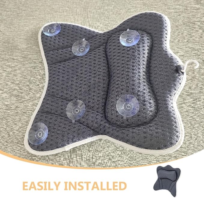 Zerodeko Bathtub Pillow with 6 Suction Cups Mesh Bath Tub Pillow Headrest Neck Support for Soaking Tub Spa Relaxation Bathroom Accessory