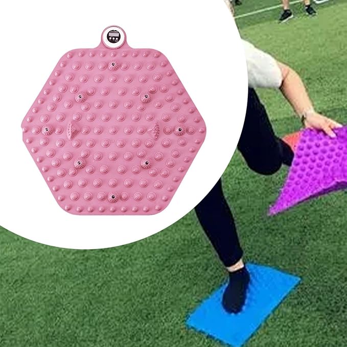Acupressure Mat for Foot Massage, Foldable Yoga Mat for Living Room And Gym, Hexagon pink timer