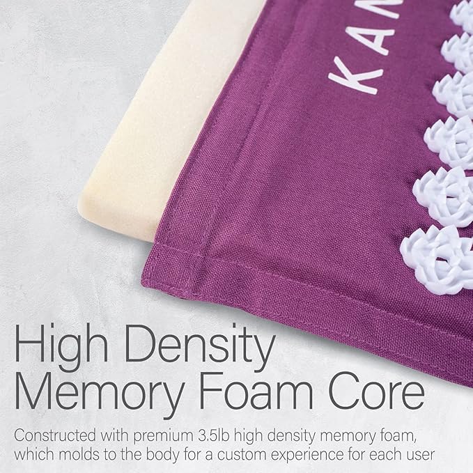 Navy Kanjo Premium Acupressure Mat and Pillow Set for Back Pain Relief & Neck Pain Relief with Carry Bag & Kanjo Flex Height Acupressure Neck Pain Relief Cushion