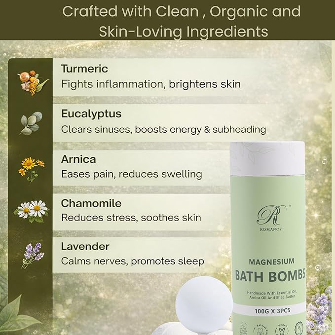 Magnesium Bath Bombs Gift Set – XL Epsom Salt Bath Bombs for Muscle Recovery, Stress Relief & Post-Workout Relaxation with Lavender & Arnica Spa Gift for Women & Men for Sore Muscles