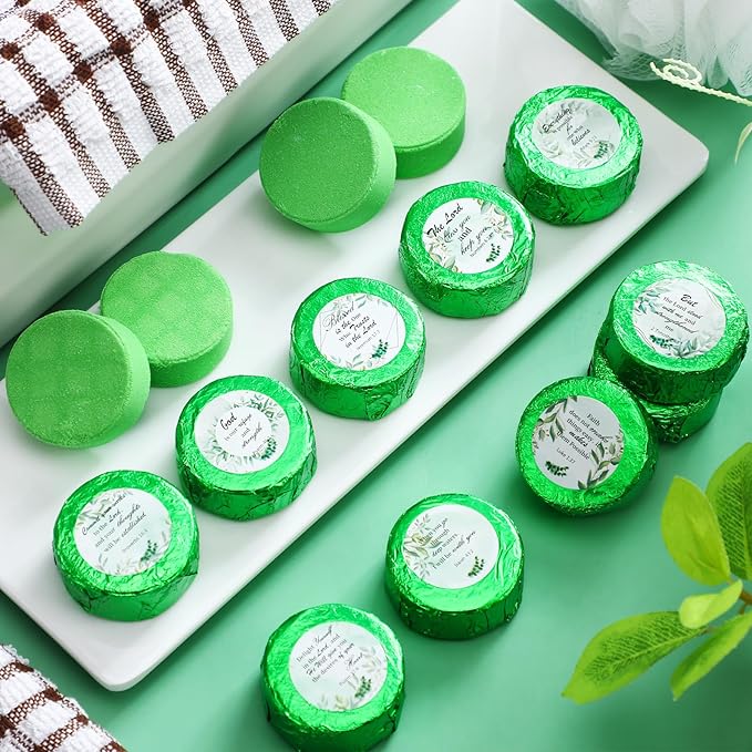Shower Steamers Aromatherapy 50 Pack Bulk Eucalyptus Leaf Shower Steamer with Bible Verse Christian Gifts for Adults Her Mom Him Home Spa Gym Natural Essential Oil Self Care Relaxation