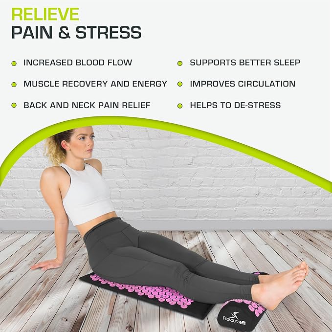 ProsourceFit Acupressure Mat and Pillow Set for Back/Neck Pain Relief and Muscle Relaxation