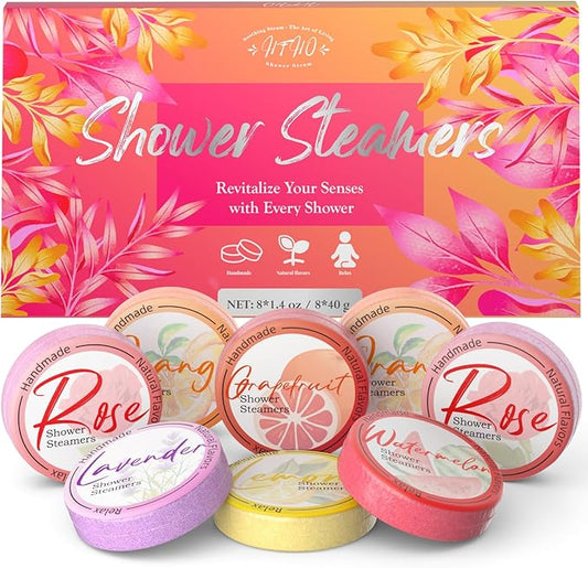 Shower Steamers Aromatherapy 8 Pack - Gifts for Women, Shower Bombs with Essential Oils, Self Care and Stress Relief Stocking Stuffers, Birthday Gifts for Women and Men. Revitalizing Blossom Style