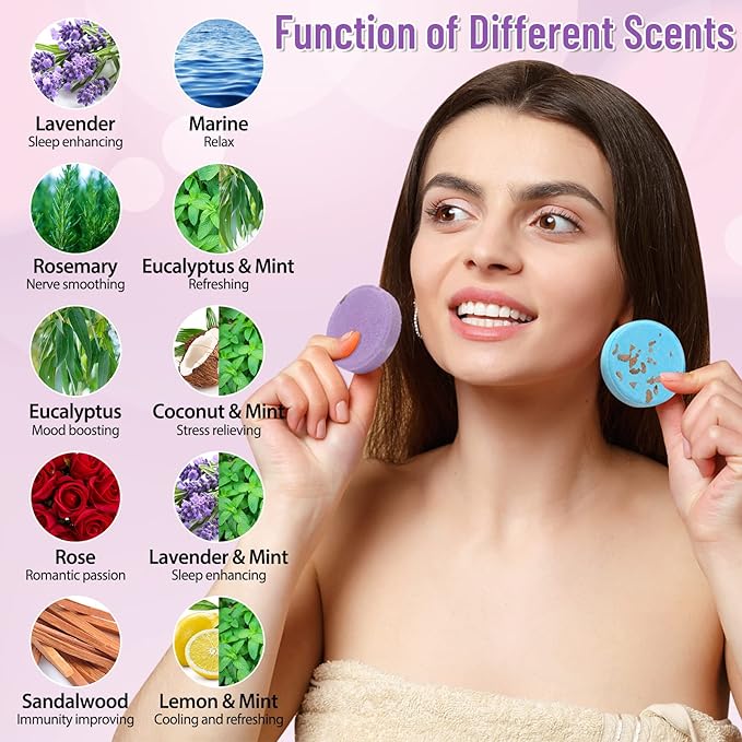 10 Pack Shower Steamers Aromatherapy, Shower Bombs with Natural Essential Oils Self Care & Relaxation Gifts for Mother’s Day Women Her Birthday (Long Lasting Scent)