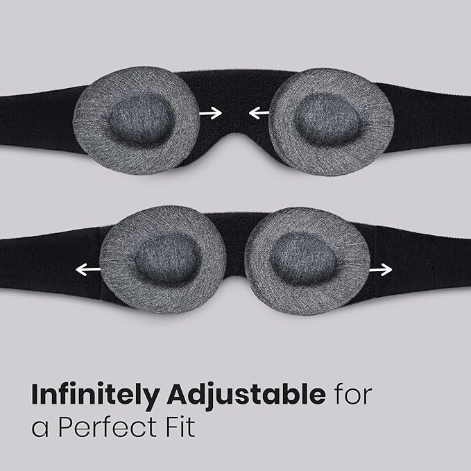 Manta Sleep Mask - 100% Light Blocking, Adjustable Sleeping Mask with Detachable Eye Cups, Ultra Comfortable for Women & Men, Zero Pressure on Lashes, Perfect for Travel/Shift Work