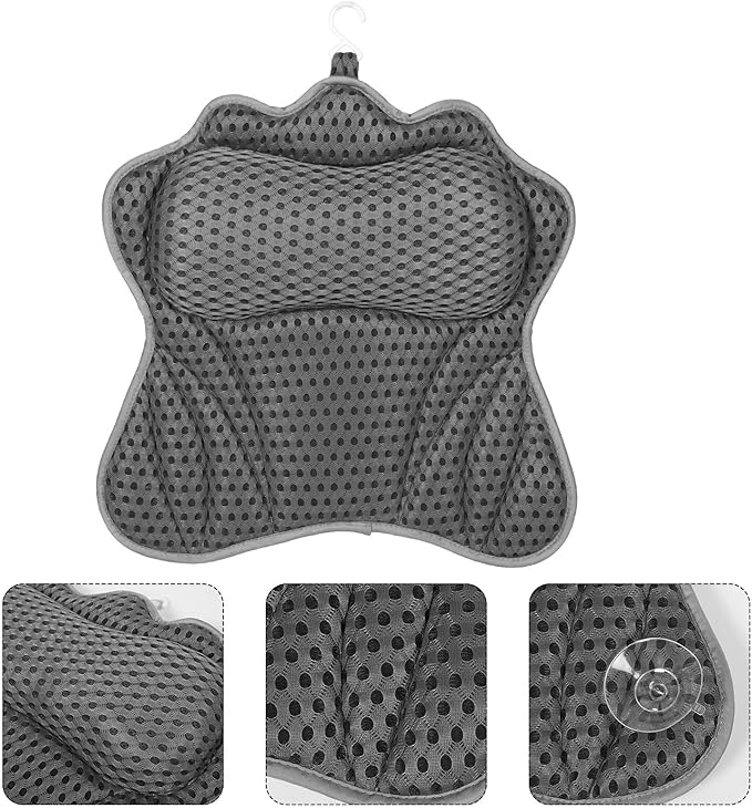 Butterfly Shaped Bath Pillow for Tub with 6 Suction Cups, Spa Bath Cushion Head and Neck Support, Soft Breathable Mesh, Relaxing Tub Soaking Accessory for Men and Women
