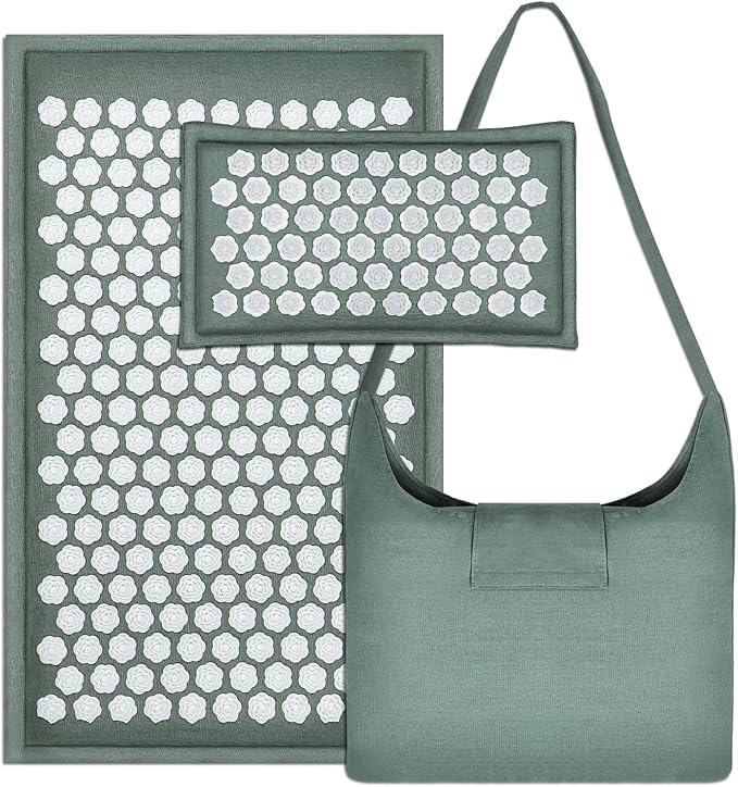LadyRosian Acupressure Set for Back and Neck Pain Relief, Muscle Relaxation Stress Relief Acupressure Mat and Pillow Set with Bag