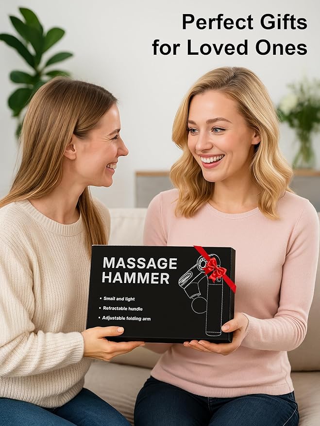 Foldable Massage Gun Deep Tissue with Retractable Handle，Back and Neck Massager for Pain Relief，Handheld Massager for Shoulder Lower Leg Waist– Perfect Gifts for Women , Father, Mother, Friends