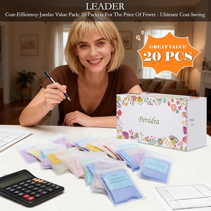 Bath Salts Gift Set - 20 PCS Relaxing Aromatherapy Spa Set for Women, Individually Packaged Bathing Alternative to Epsom Salt for Christmas Birthday, Mixed Scents,Natural Sea Salts