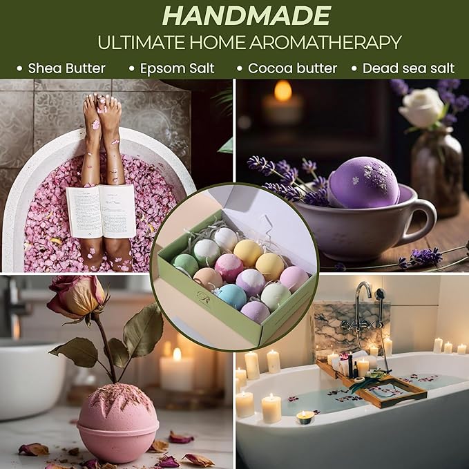 Bath Bombs Gift Set, 12 Pack Aromatherapy Bath Bombs for Women & Men Relaxation – Spa Bath Fizzies with Lavender & Eucalyptus, Self Care Gifts Birthday & Mother’s Day, Wife, Girlfriend, Mom, Dad