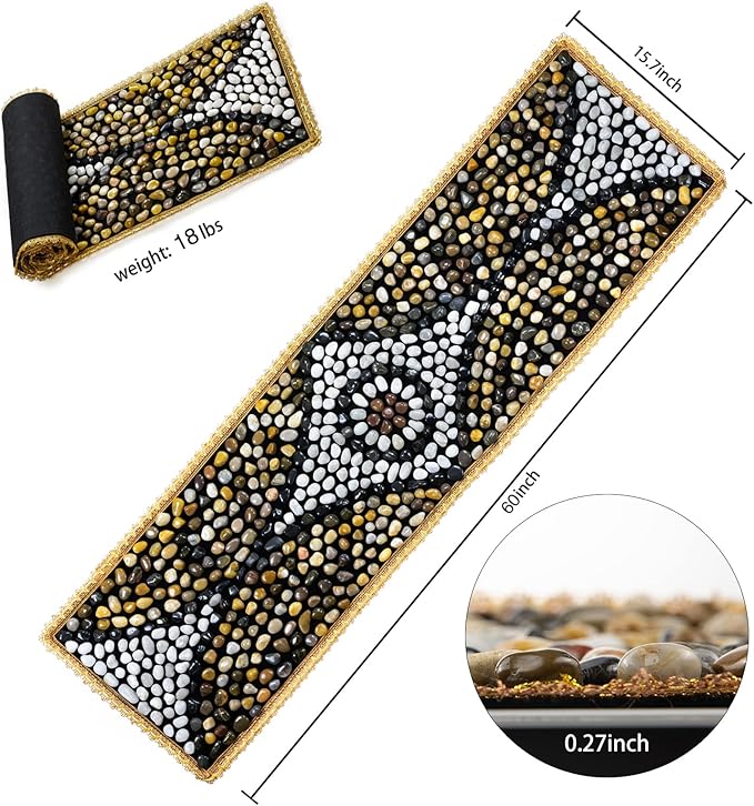 Pebbles Massage Mat, Reflexology Foot Massagers, Foot Pain Relief Massage Rock Pad, Relaxation Gifts for Parents or Friends (60"×15.7")
