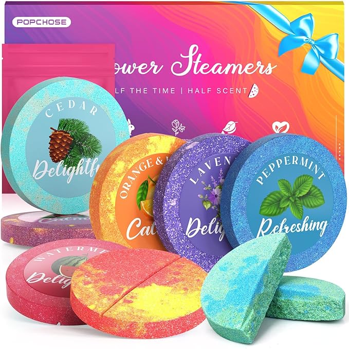 POPCHOSE Shower Steamers Aromatherapy - 8 Pack Shower Bombs for Self Care & SPA - Birthday Gifts for Women, Prizes, Mother's Day Gifts for Her- Teen Girl Gifts Trendy Stuff Easter Gifts