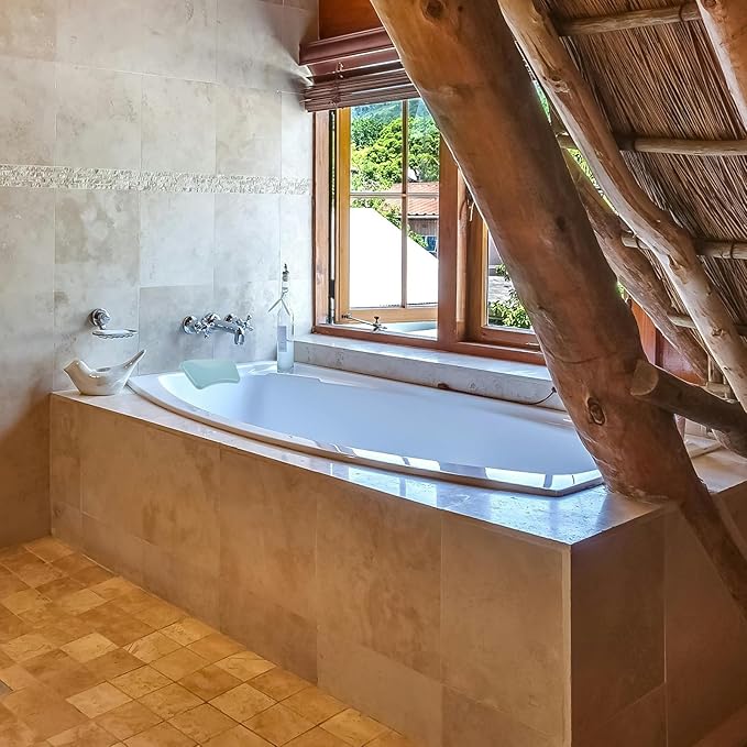 TEHAUX Bath Tub Pillow Headrest, Soft Sturdy Pu Bathtub Neck Pillow for Soaking, Relaxing Spa Accessory with Suction Cups, Comfortable Bath Head Rest for Home Spa Use